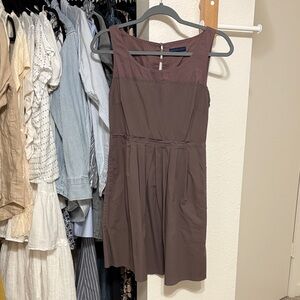 Martin + Osa Brown Sleeveless Pleated Waist Mini Dress